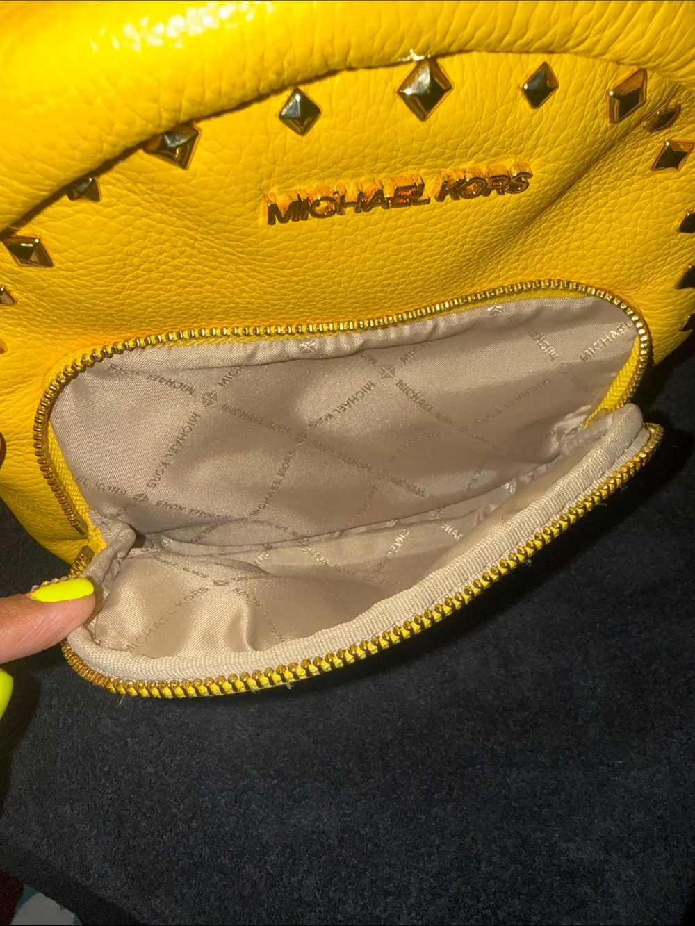 Michael Kors Yellow Studded Mini Backpack